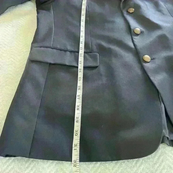 Jones New York Blazer Men 42R Navy Wool Sports Coat Jacket 3 Bronze Button Front - Picture 3 of 7